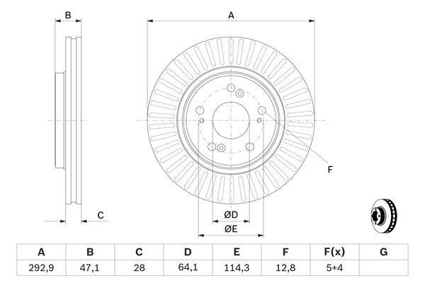 Bosch Brake Disc > Single Bd1322 Part No - 0986479456