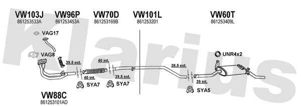 Klarius VW88C - Twin Front Pipe  - Fits Volkswagen Polo 0.9