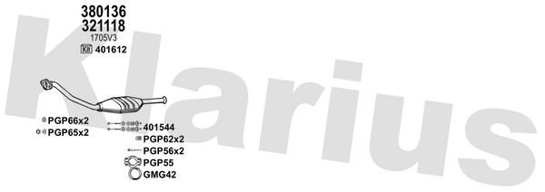 Klarius 321118 - Catalyst Type Approved Withpip  - Fits Peugeot 306 1.9D