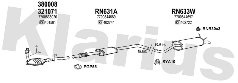 Klarius 321071 - Catalyst Type Approved Withpip  - Fits Renault Megane I 1.4i