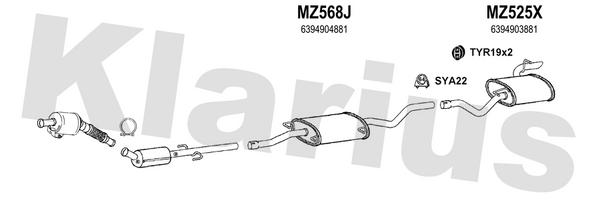 Klarius MZ568J - Box With Centre Pipe  - Fits Mercedes Vito 2.2CDi