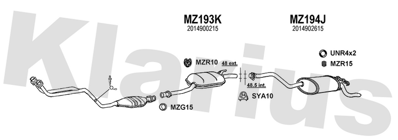 Klarius MZ193K - Box With Centre Pipe  - Fits Mercedes 190 E 1.8