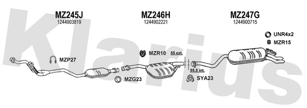 Klarius MZ245J - Box With Front Pipe  - Fits Mercedes 300 D 3.0D