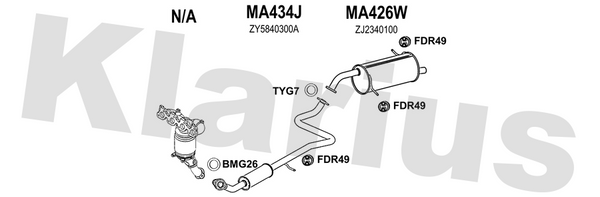Klarius MA434J - Box With Centre Pipe  - Fits Mazda 2 1.5