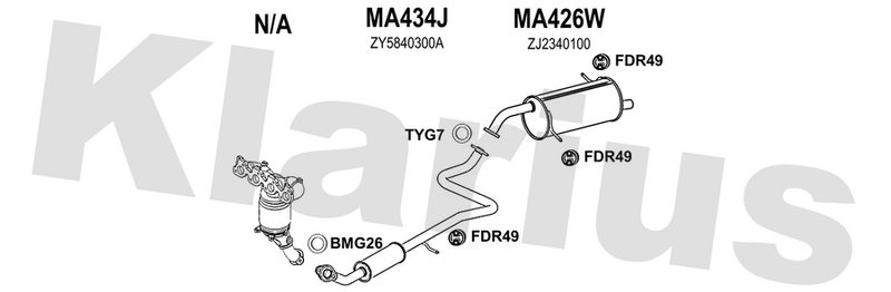 Klarius MA434J - Box With Centre Pipe  - Fits Mazda 2 1.5