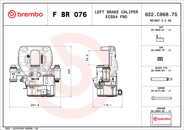 Brembo F BR 076 LCV brake calipers for commercial vehicles - FBR076
