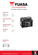 Yuasa TTZ12S 12V Maintenance Free Battery