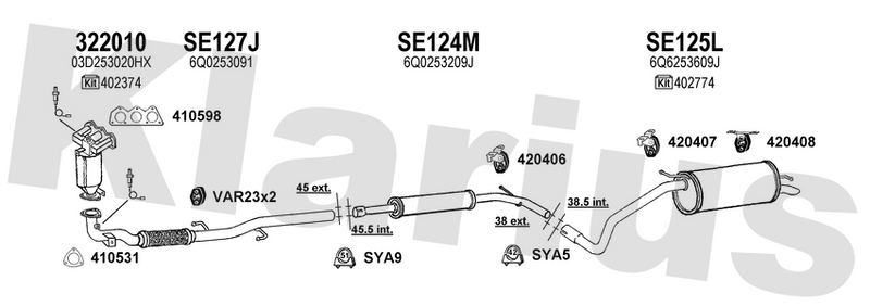 Klarius 322010 - Catalyst Type Approved Withpip  - Fits Skoda Fabia 1.2i