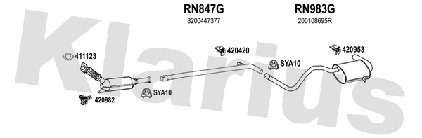 Klarius RN847G - Centre Pipe  - Fits Renault Grand Scenic III 1.5