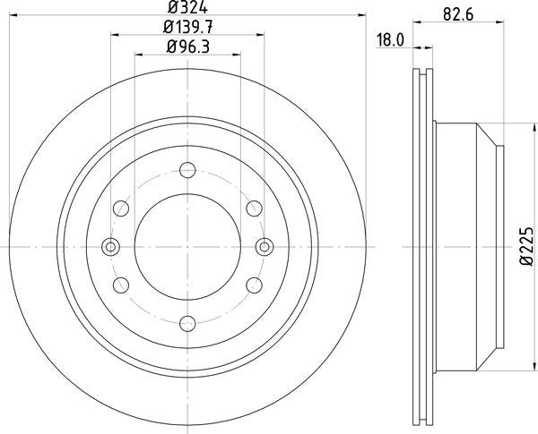 Mintex Brake Discs fits -Hyundai V285:5 MDC2124 (also fits other vehicles)