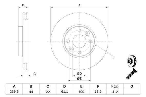 Bosch Brake Disc Pair Part No - 0986479103