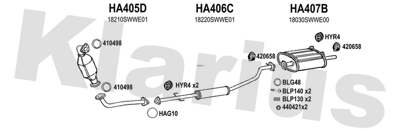 Klarius HA405D - Front Pipe  - Fits Honda CR-V 2.0i