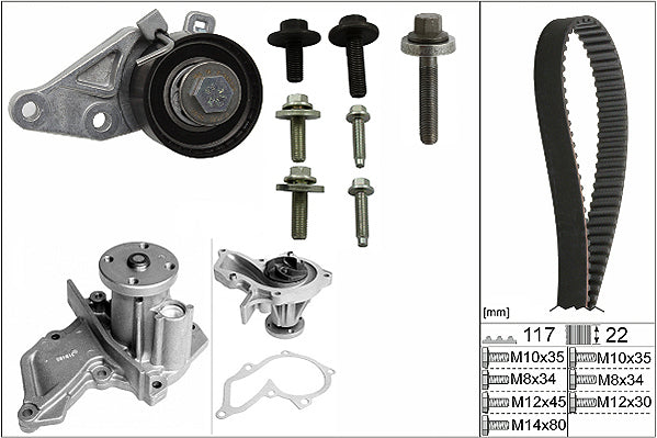 INA Water Pump & Timing Belt Set - Part No - 530014030