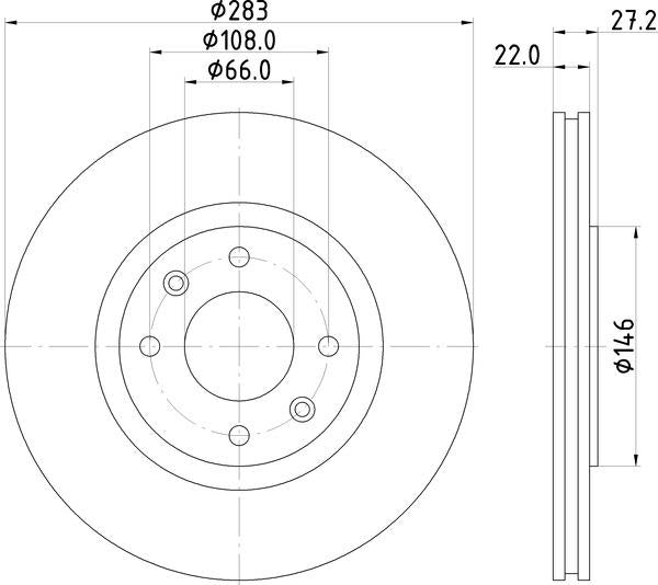 Mintex Brake Discs fits -Citroën V278:6 MDC814 (also fits other vehicles)