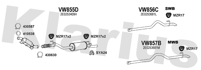 Klarius VW855D - Box With Centre Pipe  - Fits Volkswagen Crafter 30 2.5TDi
