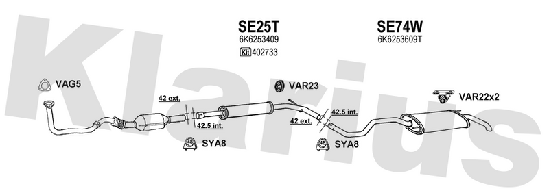 Klarius SE25T - Box With Centre Pipe  - Fits Seat Cordoba 1.4i