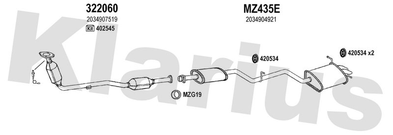 Klarius 322060 - Catalyst Type Approved Withpip  - Fits Mercedes C180 1.8i