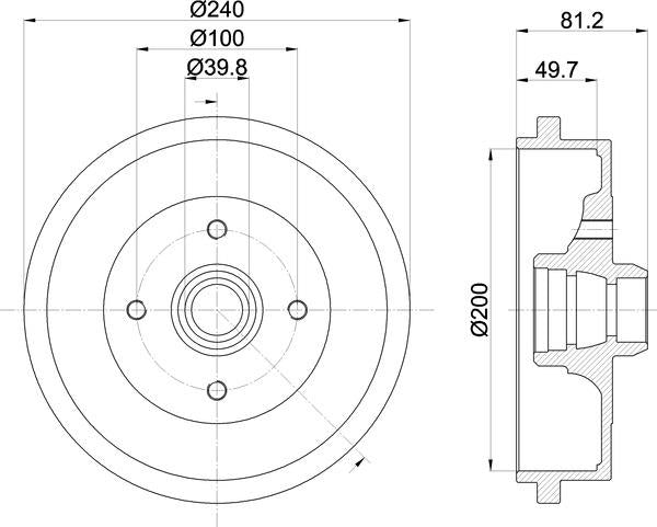Mintex Brake Drum (Single) fits -Audi Seat Skoda VW MBD040 (also fits other vehicles)