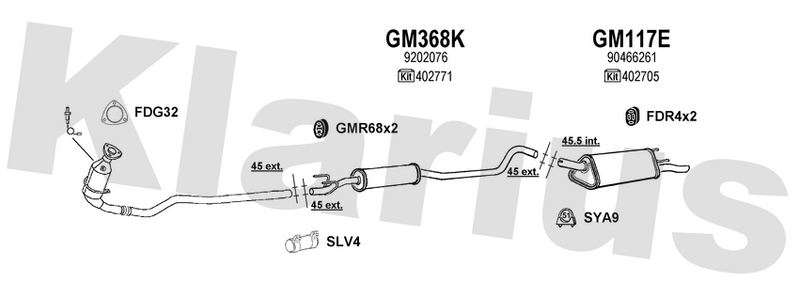 Klarius GM368K - Box With Centre Pipe  - Fits Opel Corsa 1.2i