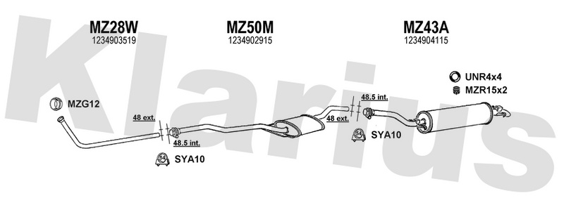 Klarius MZ28W - Front Pipe  - Fits Mercedes 200 D 2.0D