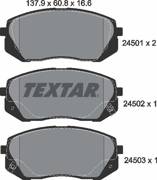 Hyundai Kia, Brake Pad Set - Textar 2450101