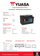 Yuasa YBX7100 EFB Start Stop Plus Battery - 3 Year Warranty