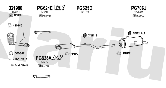 Klarius 321980 - Catalyst Type Approved Withpip  - Fits Peugeot 206 1.6i
