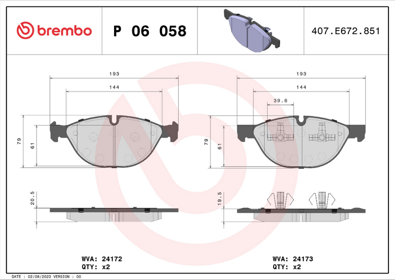 Brembo Brake Pad Set - P06058