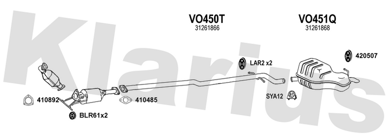 Klarius VO450T - Centre Pipe  - Fits Volvo V70 2.4 D
