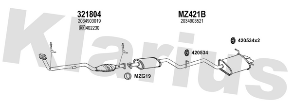 Klarius 321804 - Catalyst Type Approved Withpip  - Fits Mercedes C200 2.0i