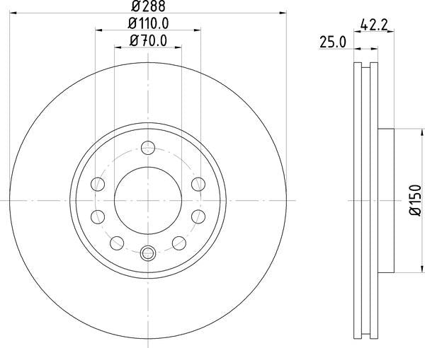 Mintex Brake Discs fits -Lotus Opel Saab Vauxhall V288:5 MDC1009 (also fits other vehicles)