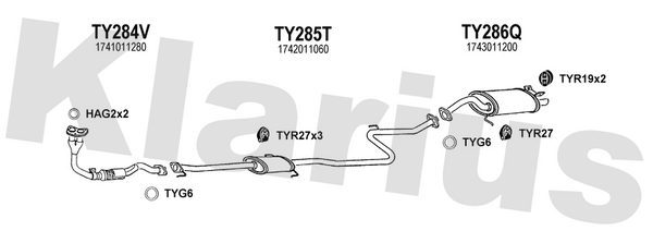 Klarius TY284V - Front Pipe  - Fits Toyota Corolla 1.3