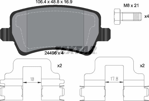Ford Land Rover Volvo, Brake Pad Set - Textar 2449602