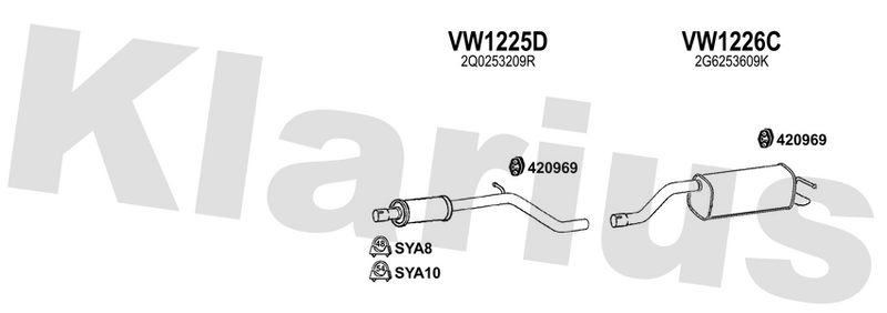 Klarius VW1225D - Box With Centre Pipe  - Fits Audi A1 1.0 TFSi