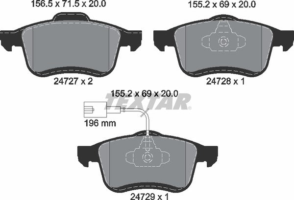 Chrysler Fiat Opel Vauxhall, Brake Pad Set - Textar 2472701