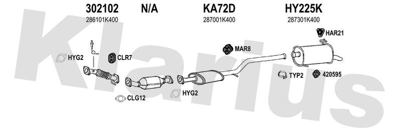 Klarius 302102 - Front Pipe For Cat  - Fits Hyundai ix20 1.4