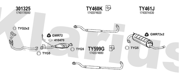 Klarius 301325 - Front Pipe For Cat  - Fits Toyota RAV4 2.0i