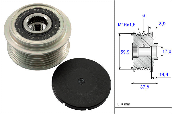 INA Alternator Freewheel Clutch - Part No - 535013510