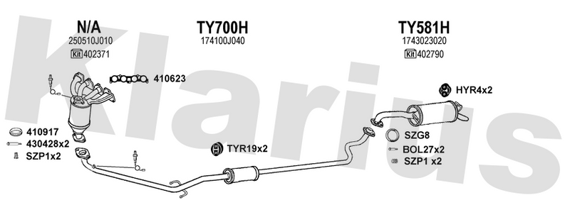 Klarius TY700H - Box With Centre Pipe  - Fits Toyota Yaris 1.0i