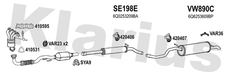 Klarius SE198E - Box With Centre Pipe  - Fits Seat Ibiza 1.6
