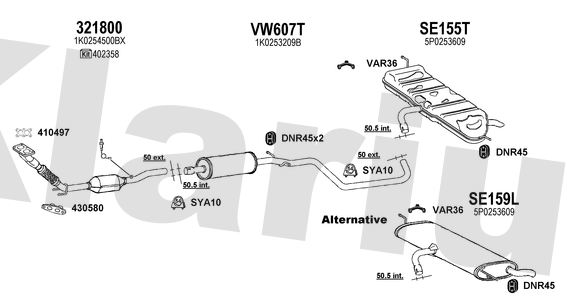 Klarius 322611 - Catalyst Type Approved Withpip  - Fits Audi A3 1.6i