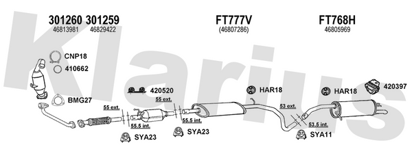 Klarius 301260 - Front Pipe For Cat  - Fits Fiat Stilo 1.9JTD
