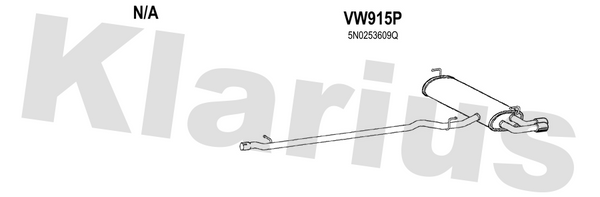 Klarius VW915P - Box With Tail Pipe  - Fits Volkswagen Tiguan 2.0TDi