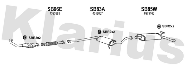 Klarius SB96E - Centre Pipe  - Fits Saab 9000 2.3