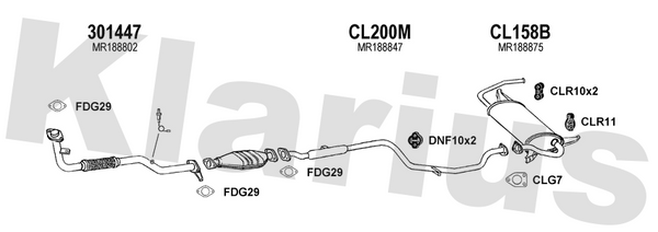Klarius 301447 - Front Pipe For Cat  - Fits Mitsubishi Colt 1.6i