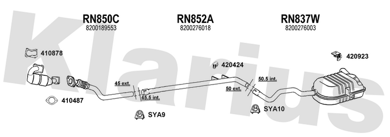 Klarius RN850C - Front Pipe  - Fits Renault Grand Scenic 1.5dCi