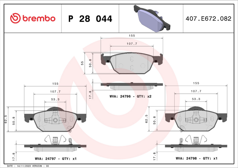 Brembo Brake Pad Set - P28044