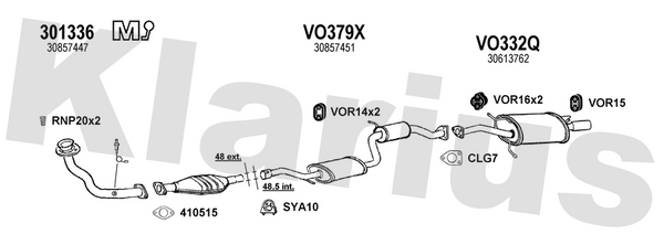Klarius 301336 - Front Pipe For Cat  - Fits Volvo S40 1.6i