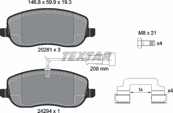 Textar Brake Pad Set - 2429401