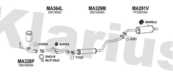 Klarius MA328P - Centre Pipe  - Fits Mazda 323 F 1.6i